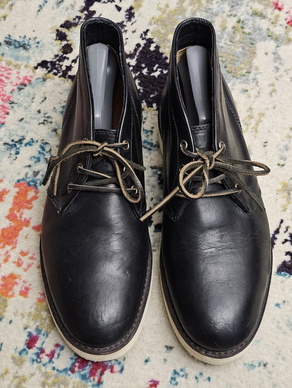 Frye Mens Size 10 M Freeman Chukka Boots Black Lace Up Shoes Made In USA